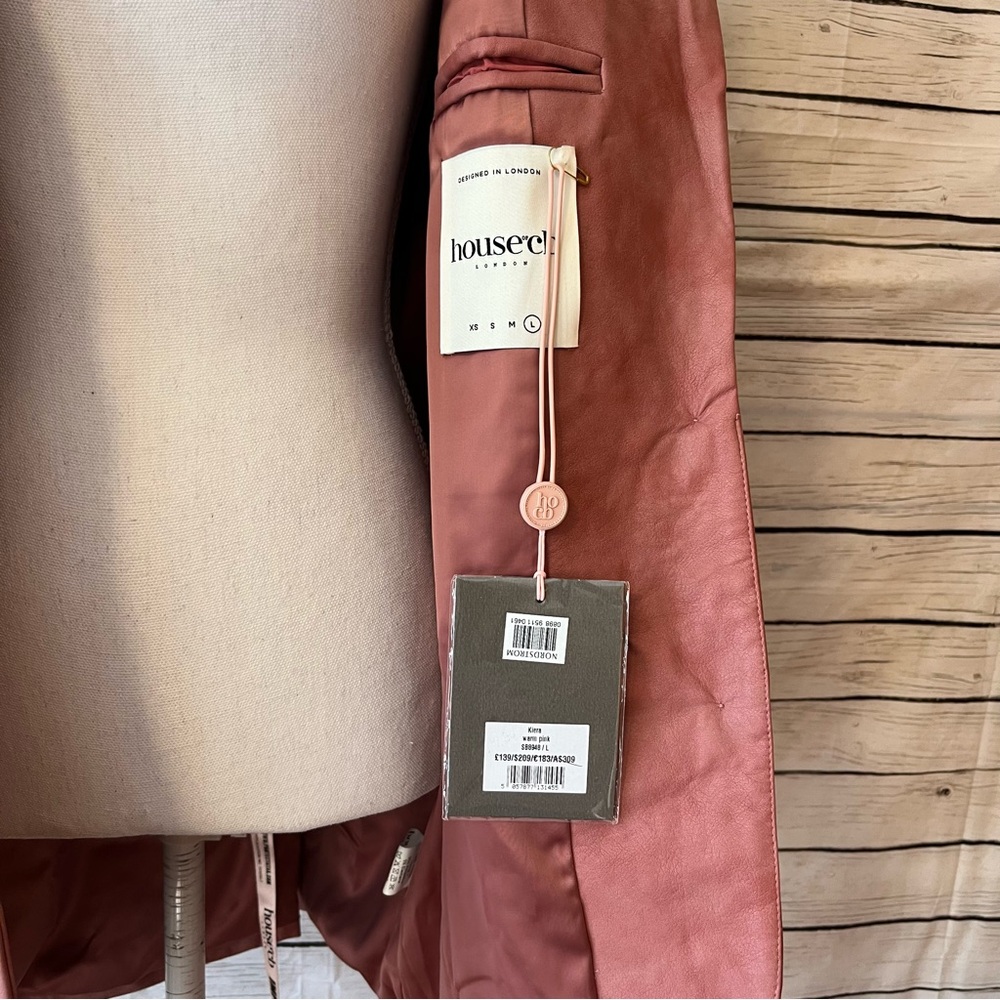 House of CB Womens Kiera Oversize Faux Leather Jacket Size Large Pink NWT - Picture 4 of 16